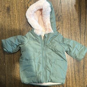 First Impressions fleece jacket with fur trim hood